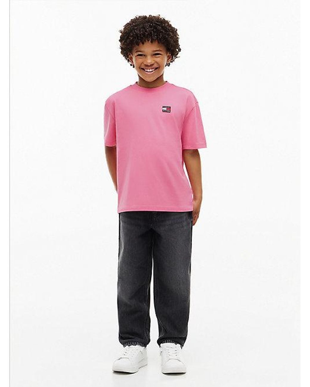 Tommy Hilfiger Pink Heritage Flag Logo Relaxed Jersey T-Shirt