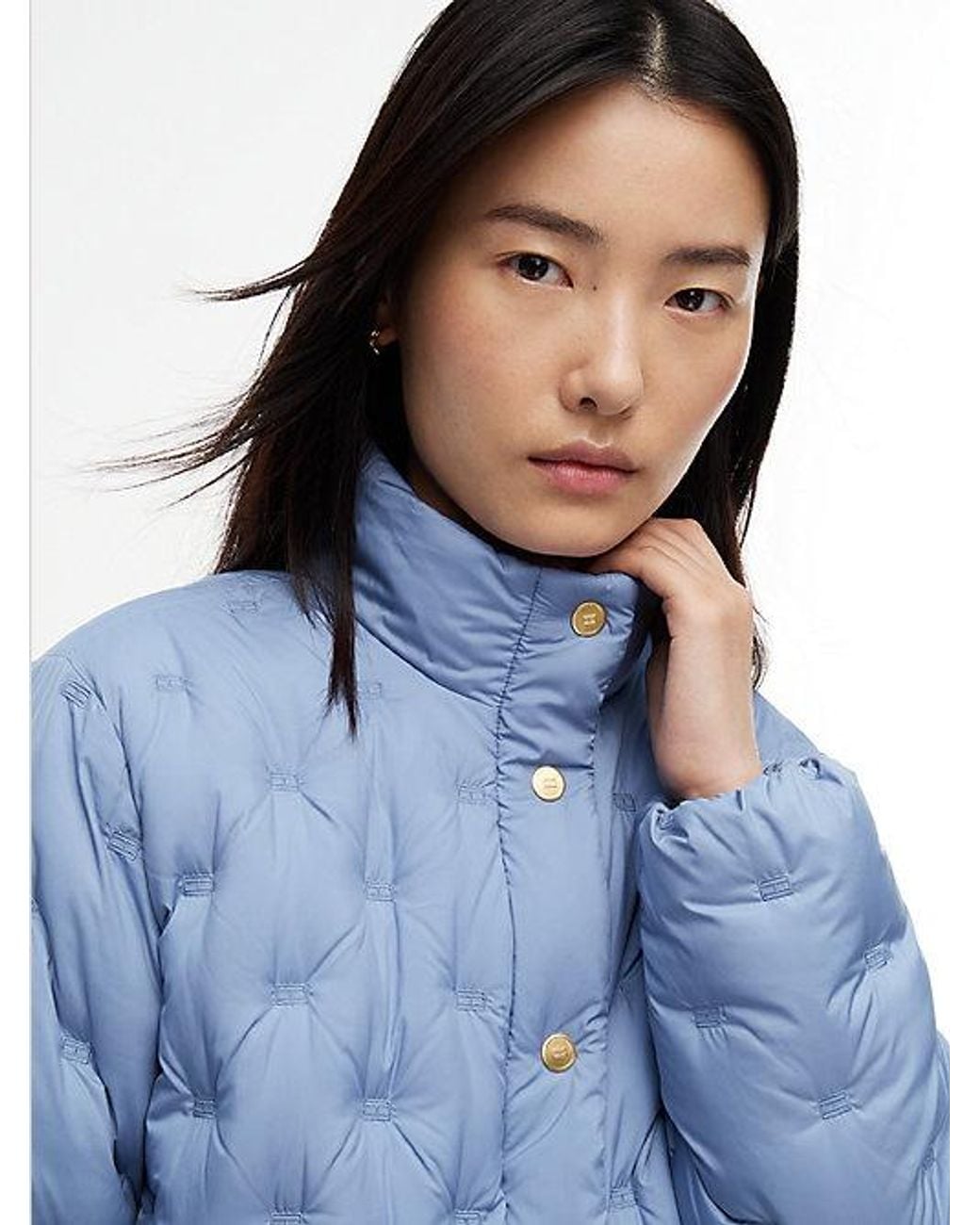 Tommy Hilfiger Blue Tone Button Flag Down Quilted Jacket