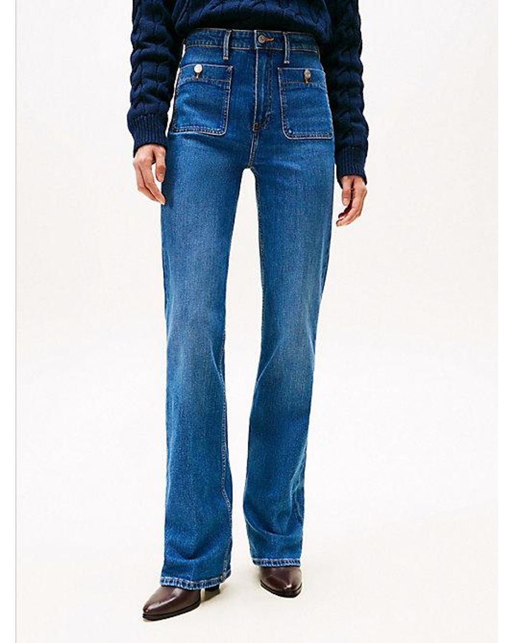 Tommy Hilfiger Blue Patch Pocket High Rise Bootcut Jeans