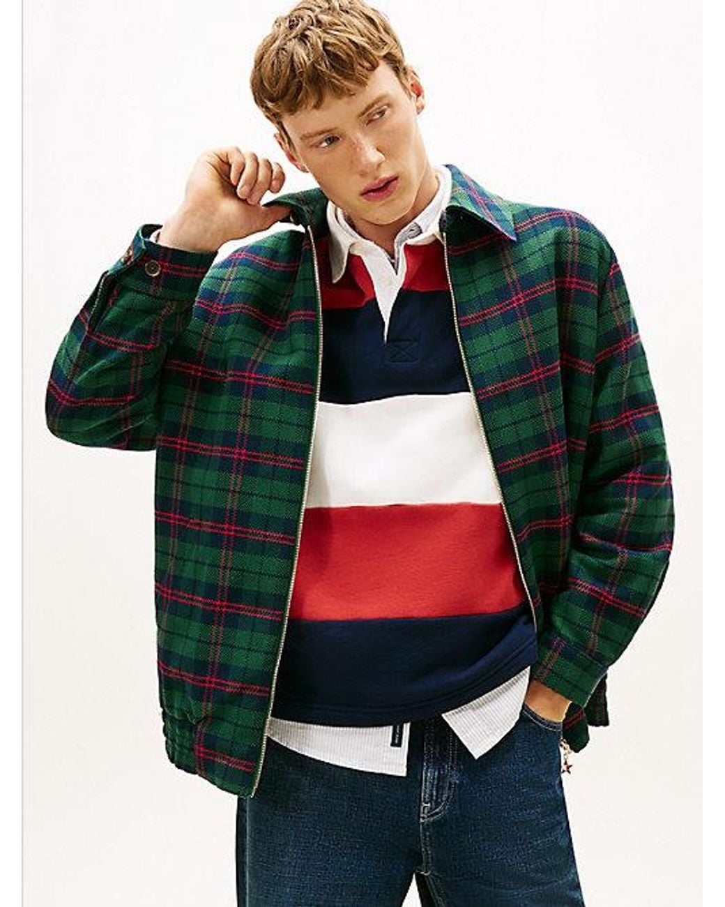 Tommy Hilfiger Green Tommy Girl Padded Tartan Oversized Ivy Jacket