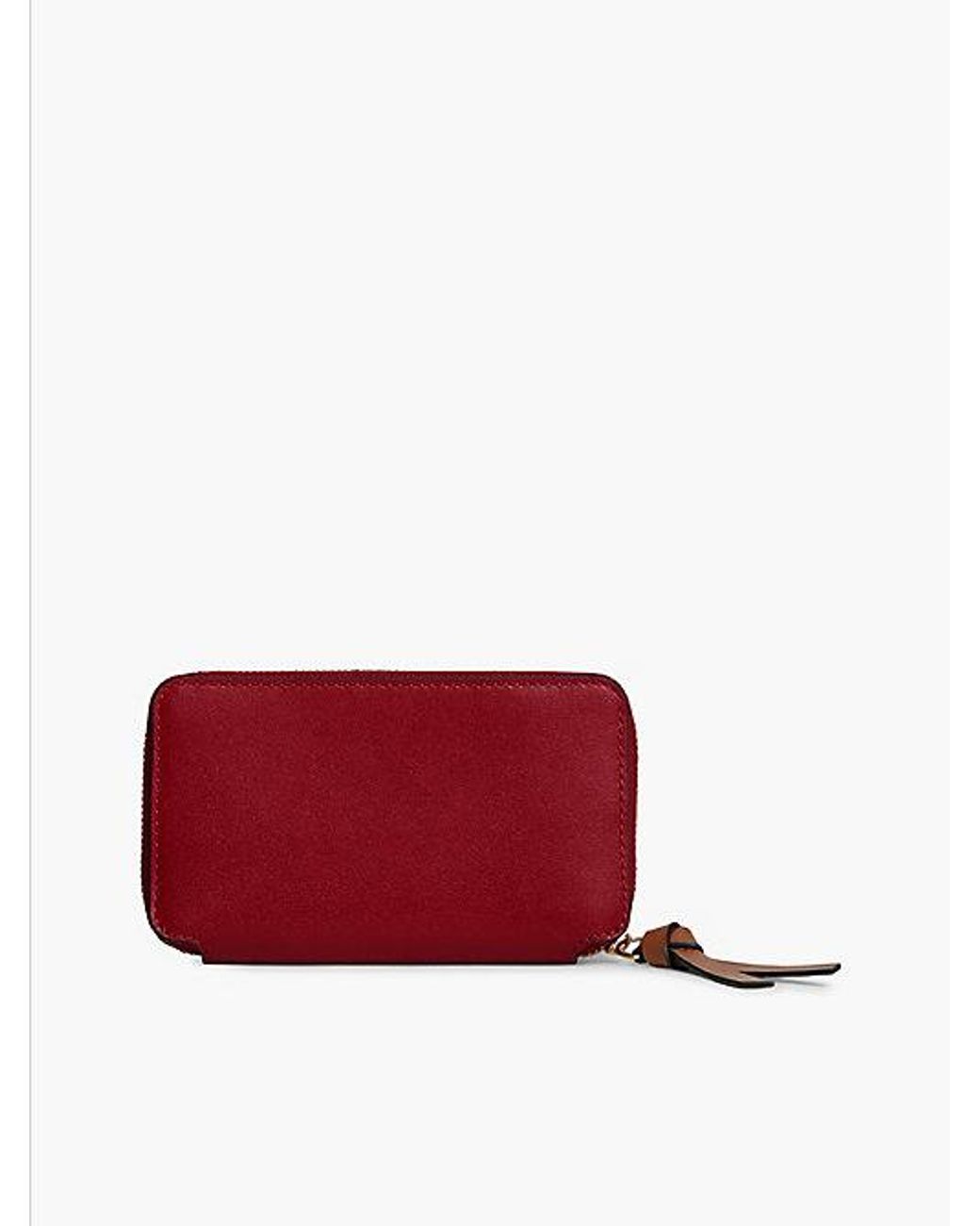 Tommy Hilfiger Red Leather Metal Logo Zip Around Wallet