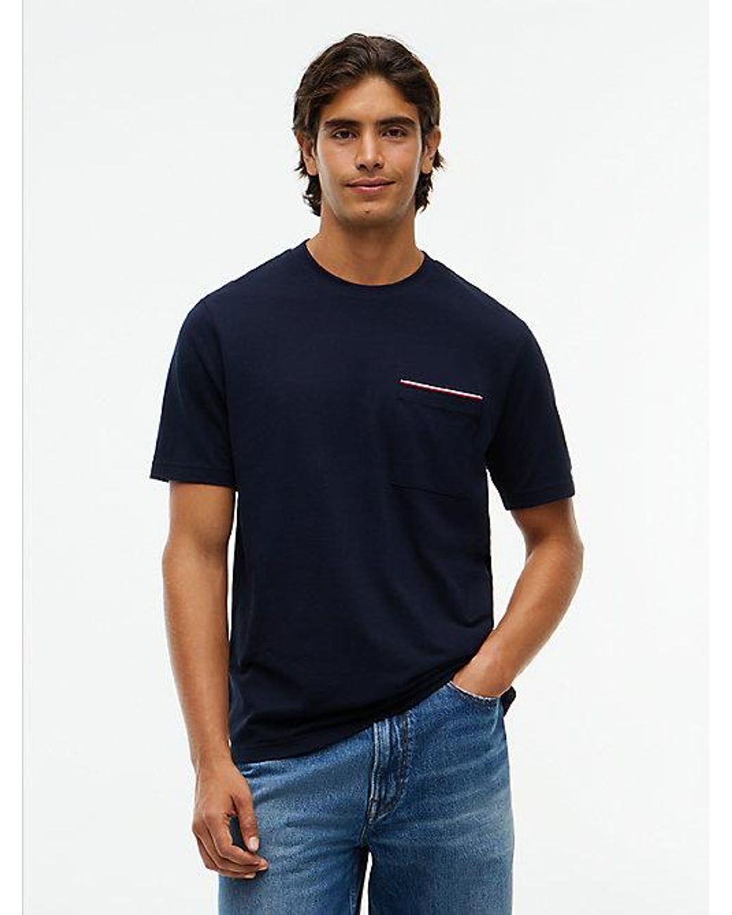 Tommy Hilfiger Blue Global Stripe Pocket Pique T-Shirt for men