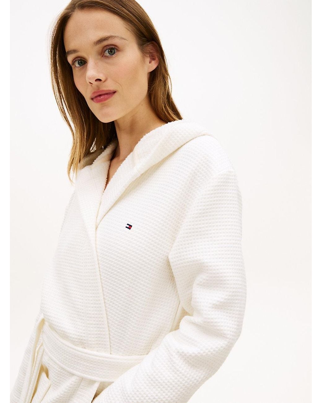 Tommy Hilfiger White Essential Waffle Knit Bathrobe