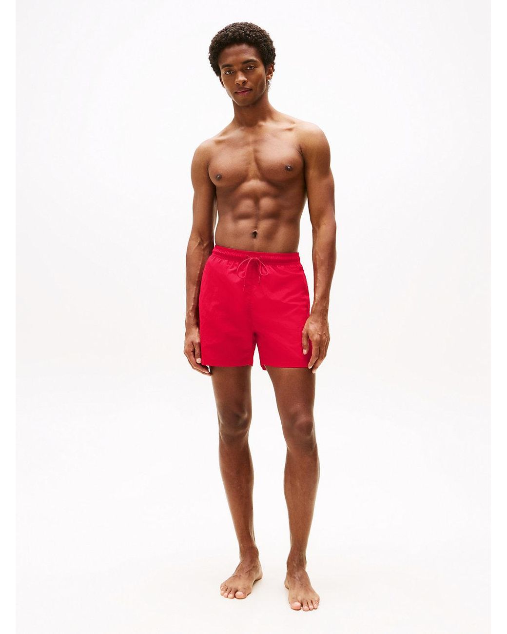 Tommy Hilfiger Red Flag Embroidery Mid Length Swim Shorts for men