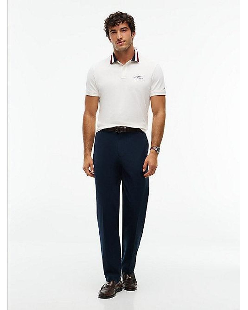 Tommy Hilfiger White Regular Fit Tipped Collar Polo Shirt for men