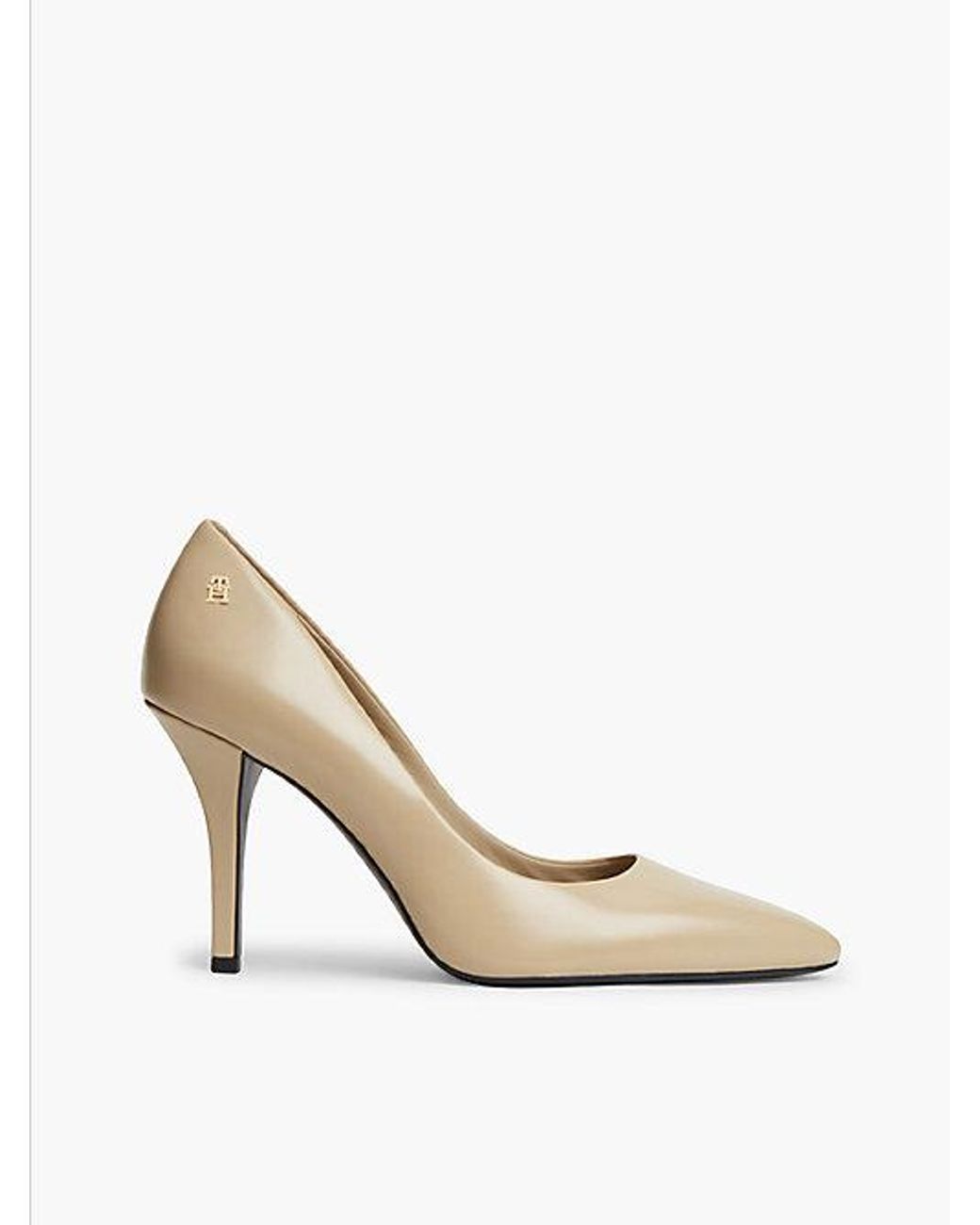 Tommy Hilfiger White Leather Th Monogram High Heels
