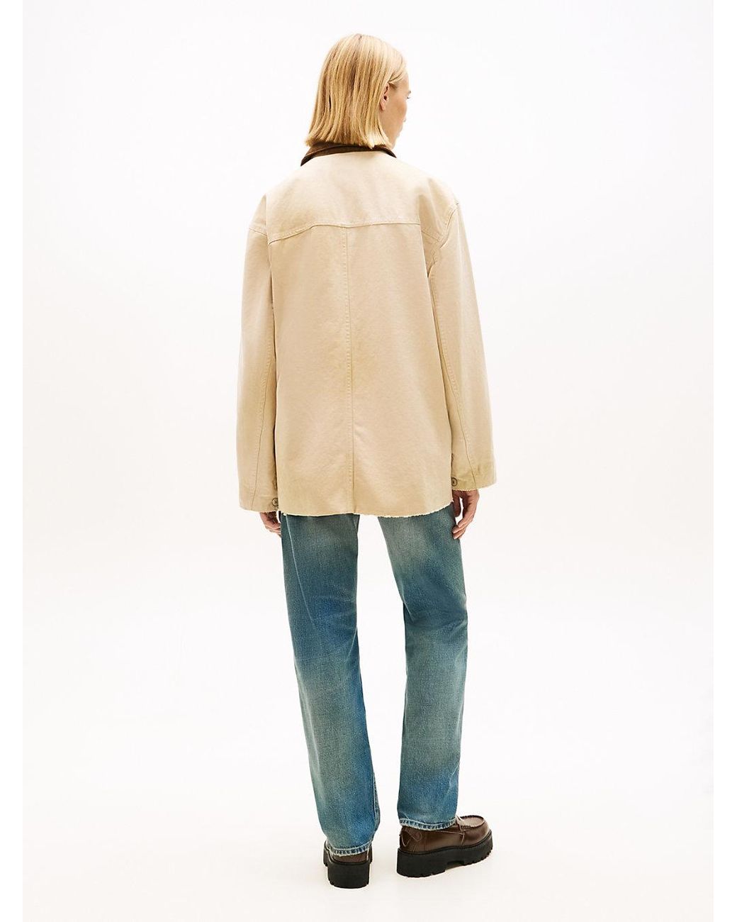 Tommy Hilfiger Natural Distressed Canvas Oversized Chore Jacket