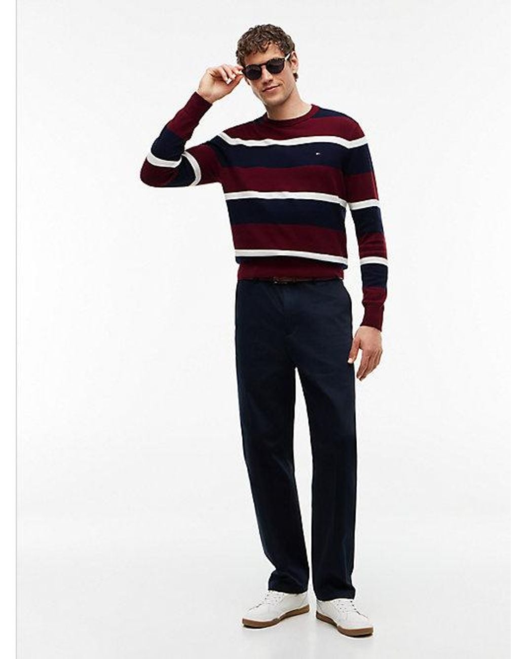 Tommy Hilfiger Blue Crew Neck Jumper With Cashmere for men