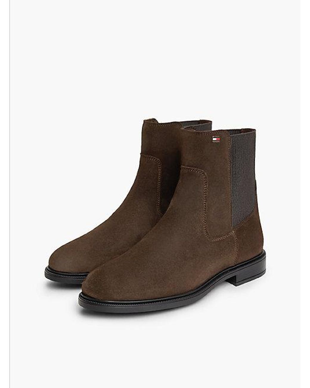 Tommy Hilfiger Brown Suede Enamel Flag Chelsea Boots