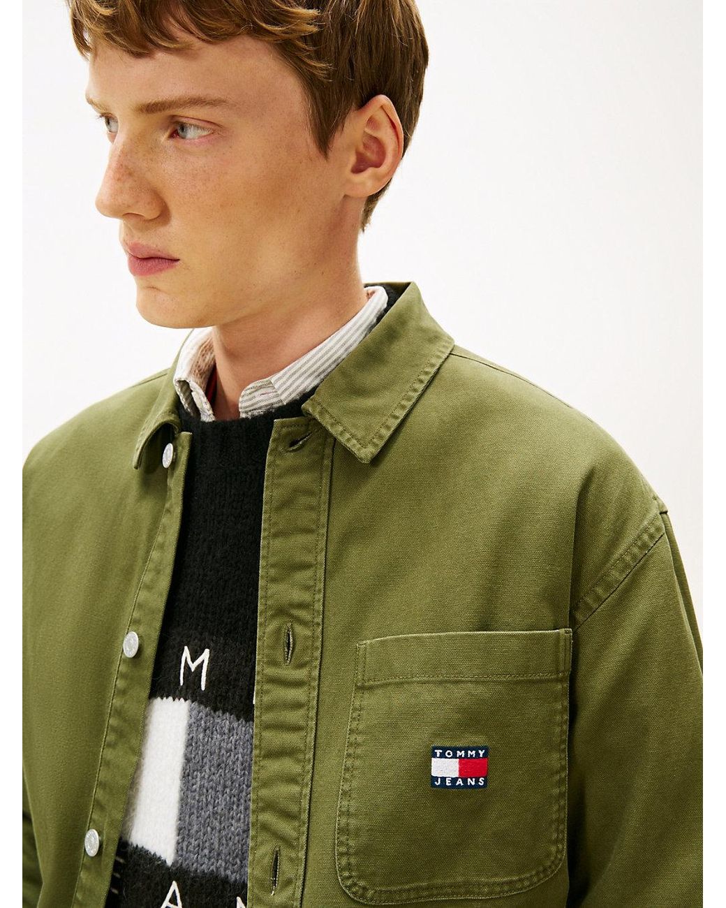 Tommy Hilfiger Green Tommy Badge Oversized Fit Overshirt for men