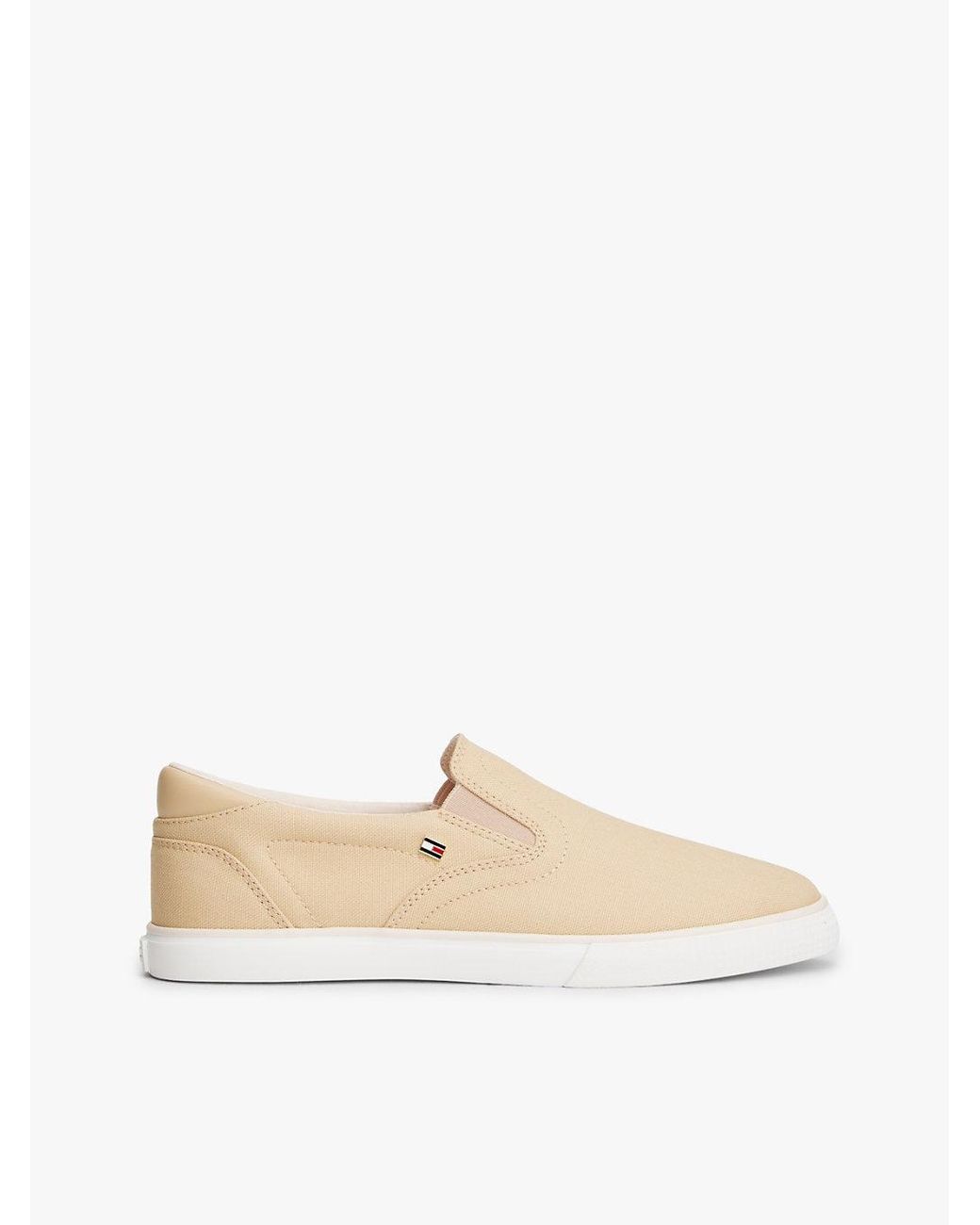 Tommy Hilfiger Natural Low Profile Canvas Slip-On Trainers