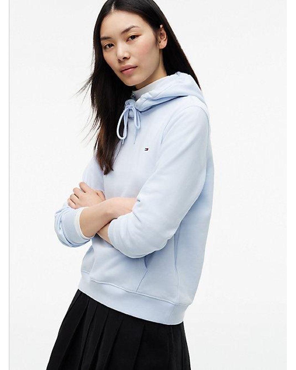 Tommy Hilfiger Blue Flag Embroidery Fleece Drawstring Hoody