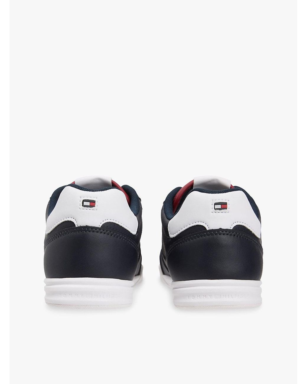 Tommy Hilfiger Blue Contrast Heel Trainers With Leather for men
