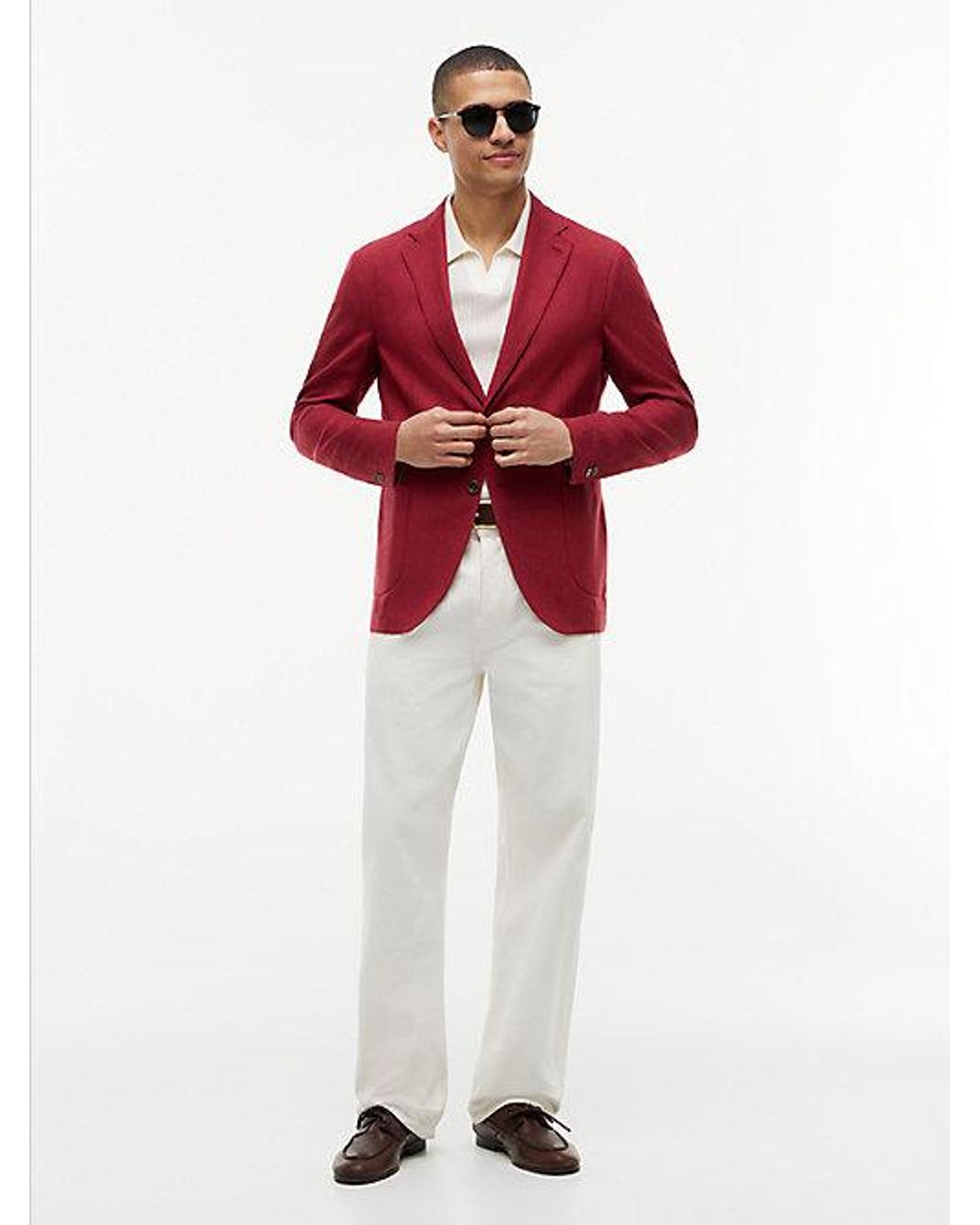 Tommy Hilfiger Red Regular Fit Linen Blend Single Breasted Blazer for men