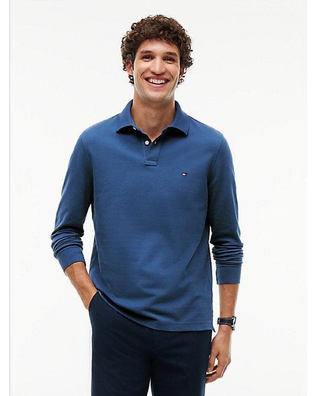 Tommy Hilfiger Blue 1985 Regular Fit Long Sleeve Polo Shirt for men