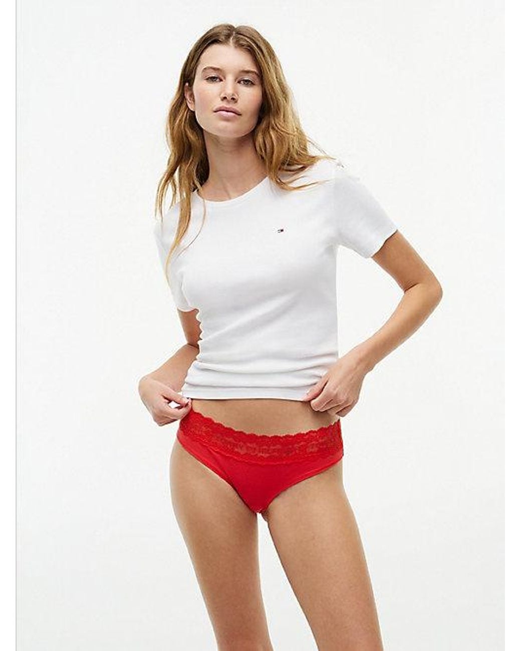 Tommy Hilfiger Multicolor 3 Pack Logo Lace Trim Pointelle Briefs
