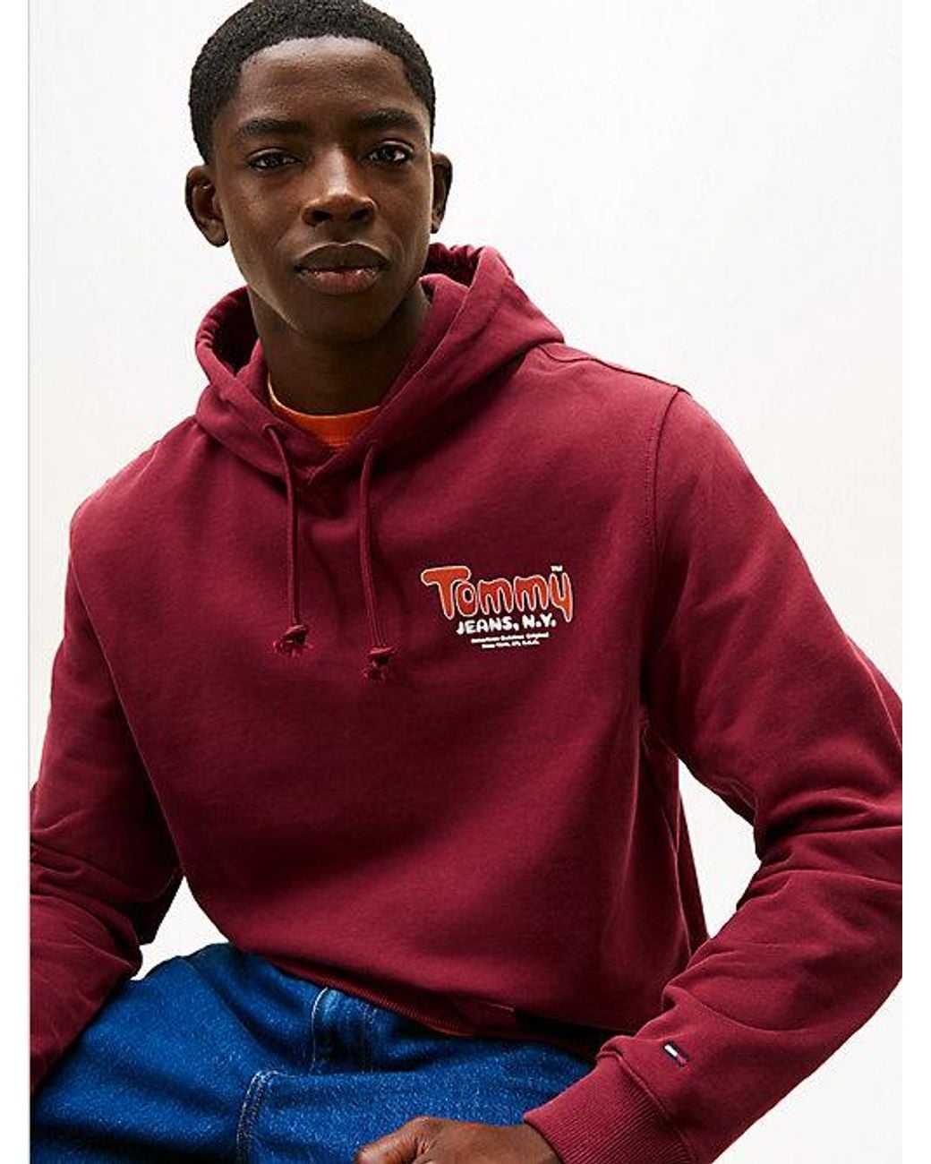 Tommy Hilfiger Red Logo Terry Hoody for men