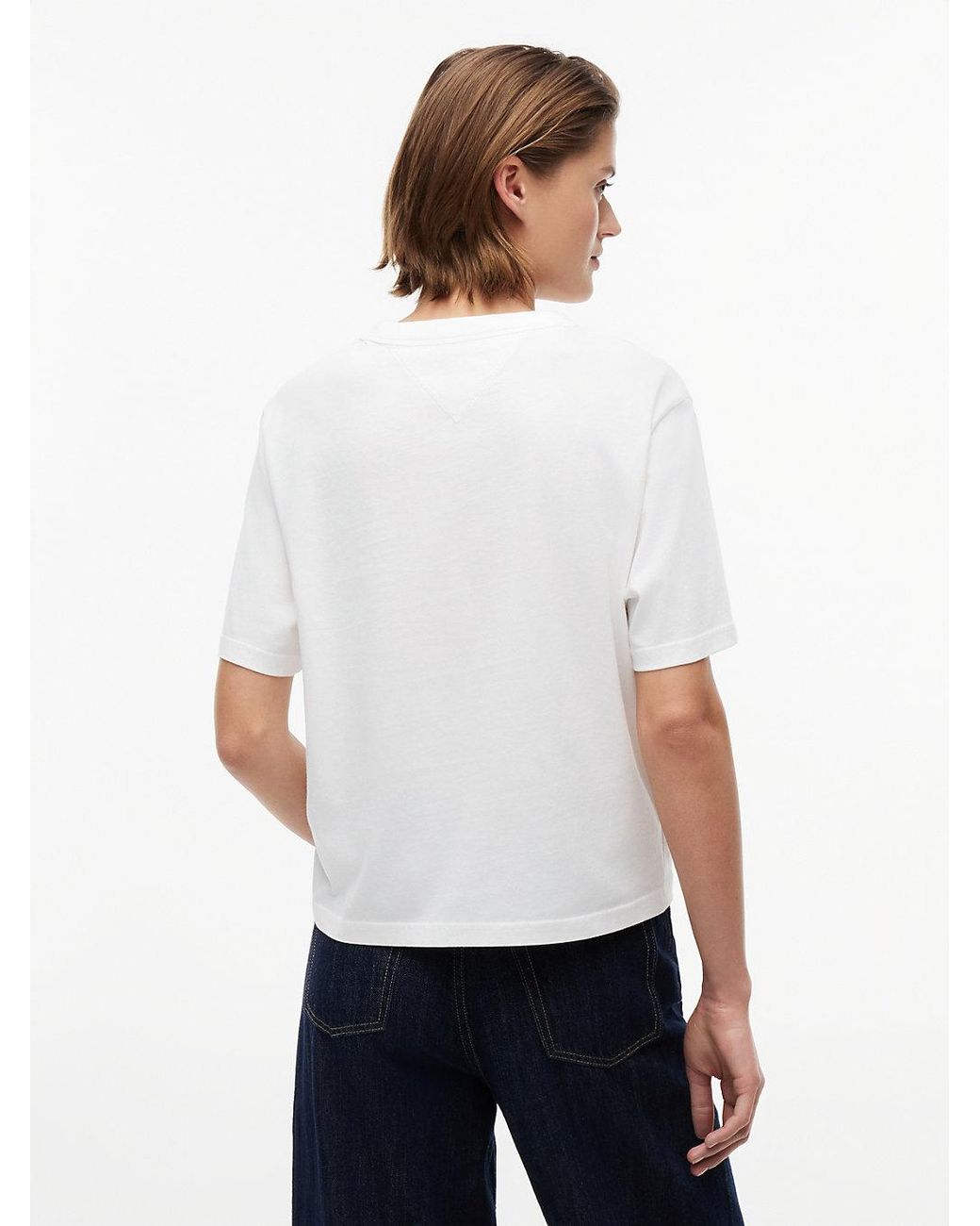 Tommy Hilfiger White Tommy Badge Boxy Crew Neck T-Shirt