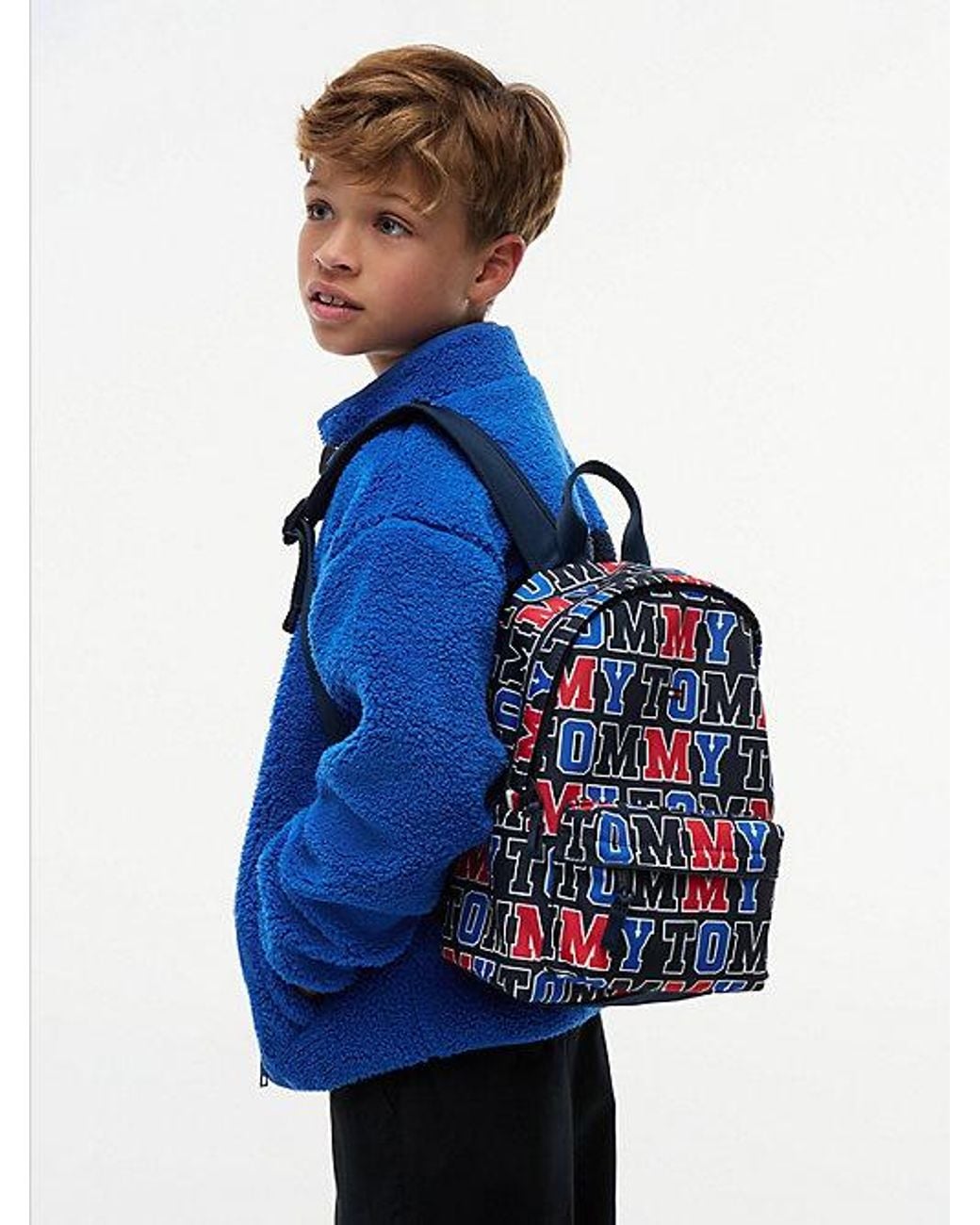 Tommy Hilfiger Blue Kids Logo Print Dome Backpack