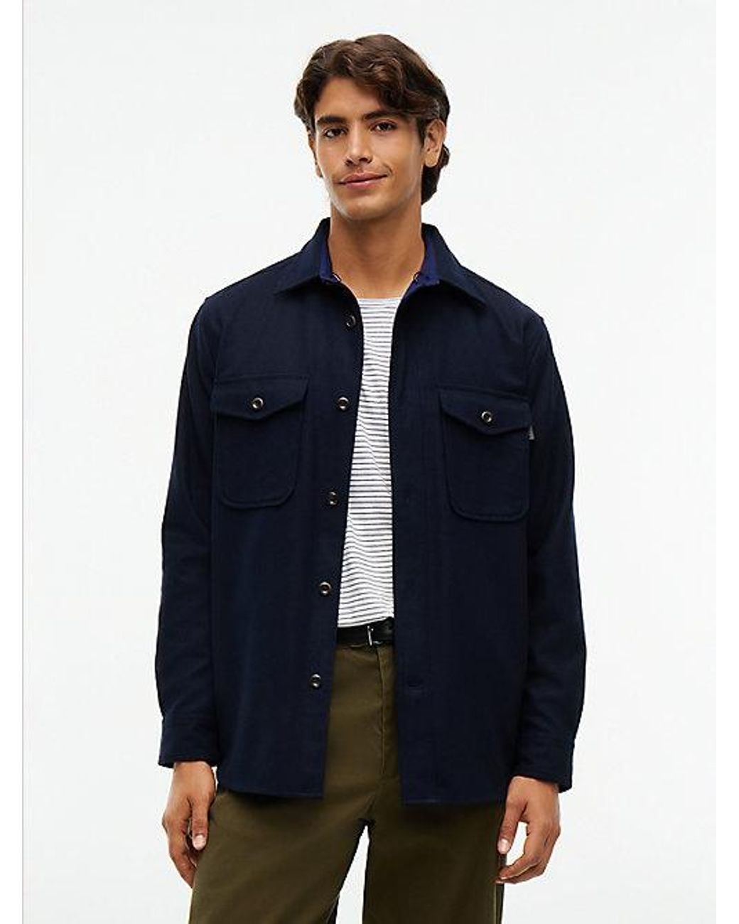 Tommy Hilfiger Blue Relaxed Fit Wool Blend Shirt for men