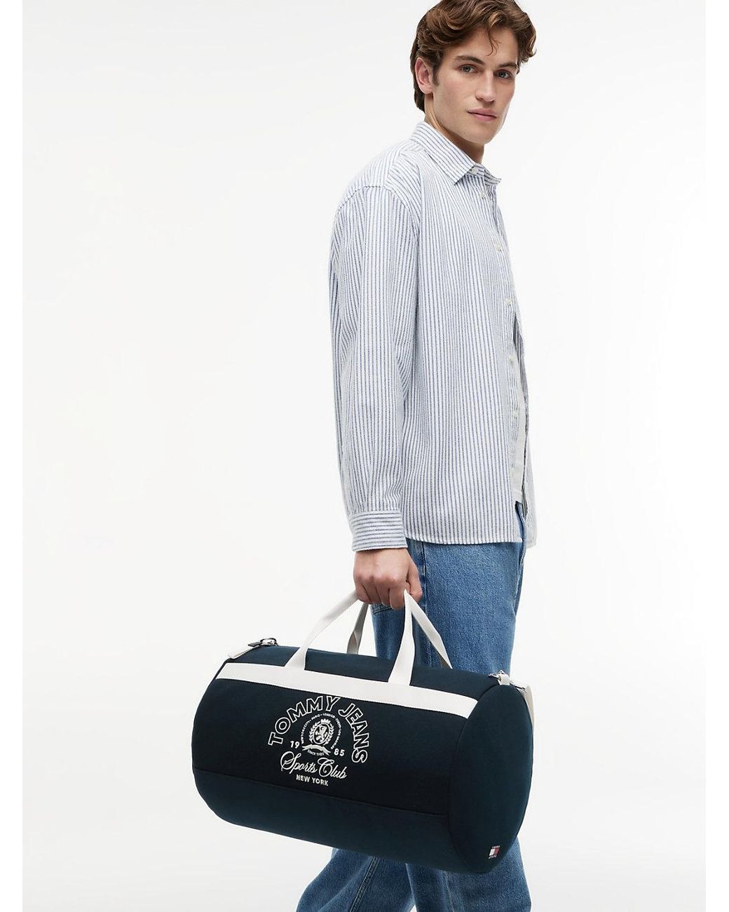 Tommy Hilfiger Blue Logo Embroidery Duffel Bag for men