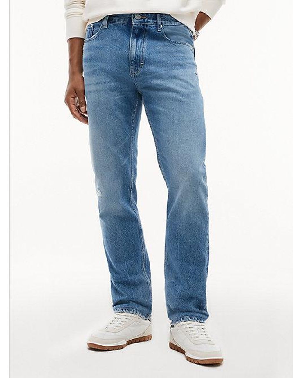 Tommy Hilfiger Blue Ryan Slim Straight Distressed Jeans for men