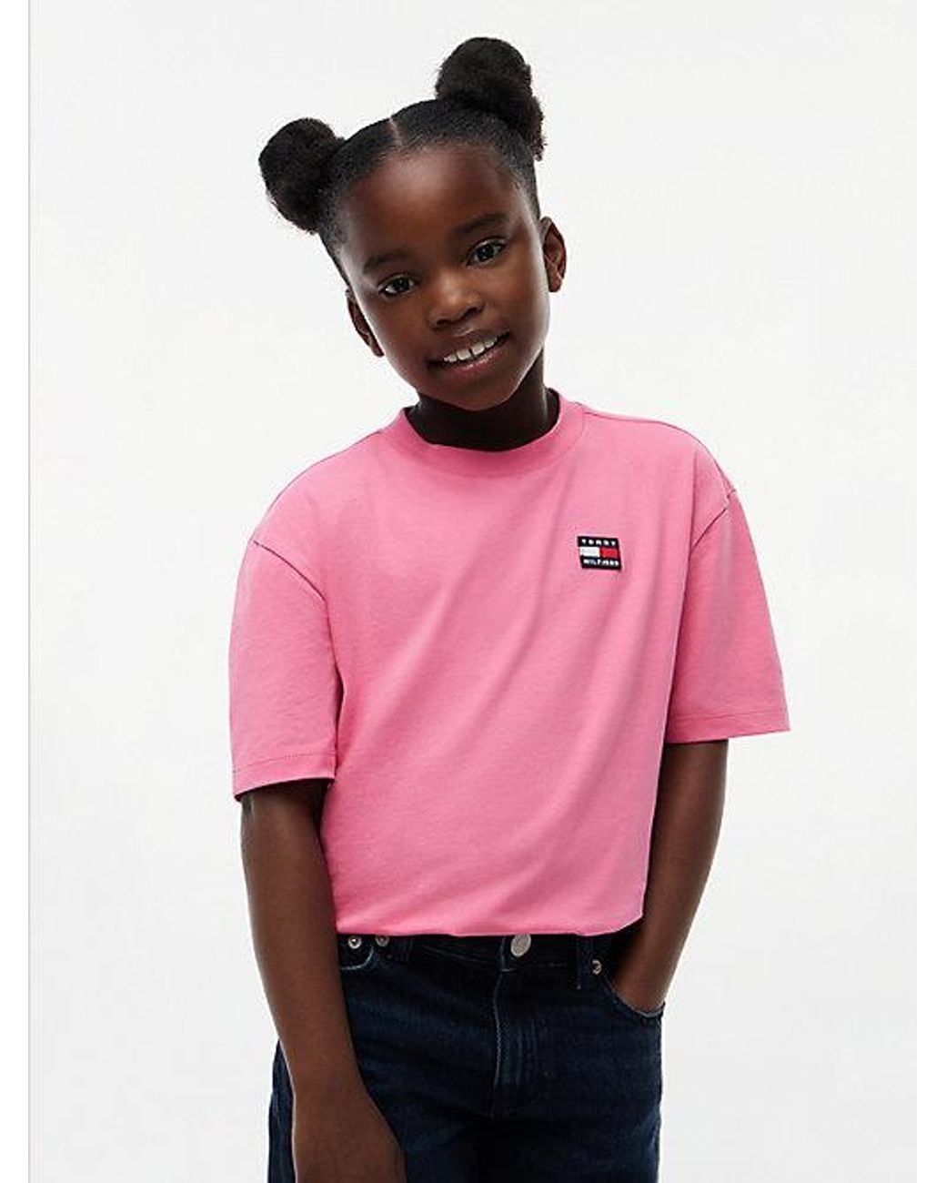 Tommy Hilfiger Pink Heritage Flag Logo Relaxed Jersey T-Shirt