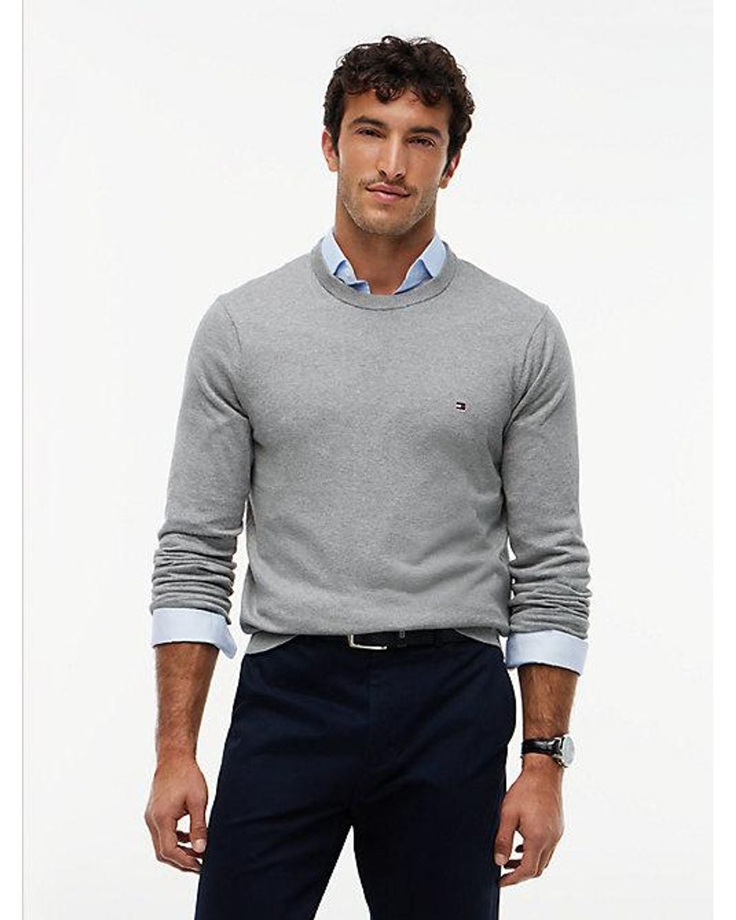 Tommy Hilfiger Blue Crew Neck Jumper With Cashmere for men