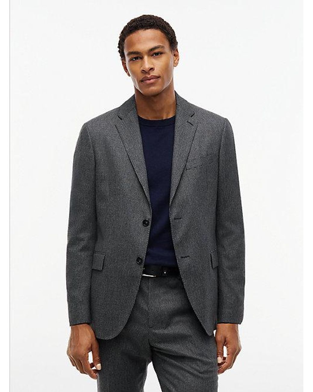Tommy Hilfiger Gray Tech Houndstooth Single Breasted Blazer for men