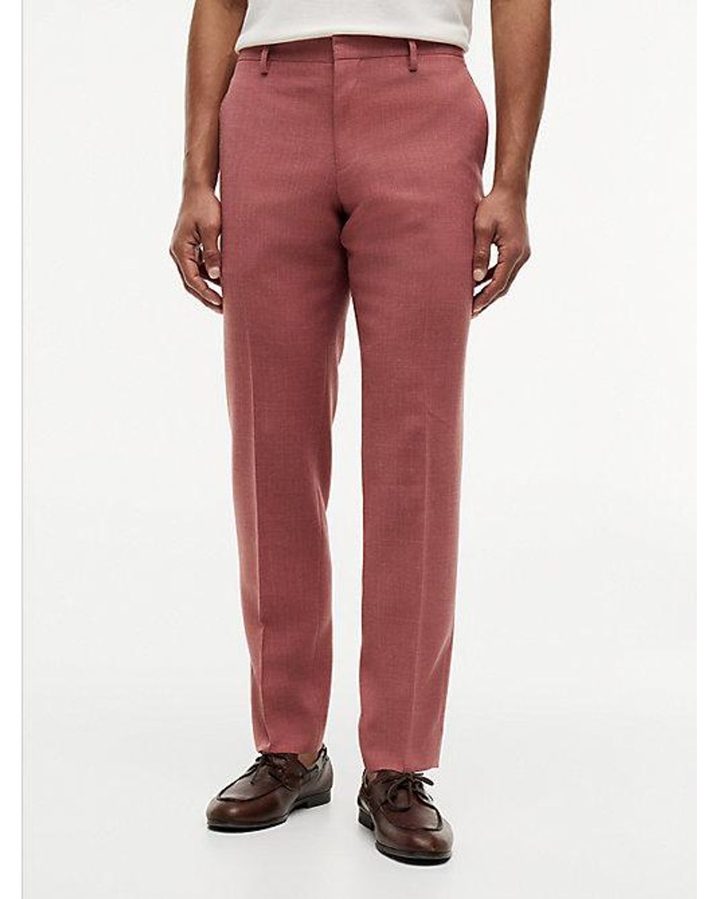 Tommy Hilfiger Red Regular Canvas Trousers With Linen for men