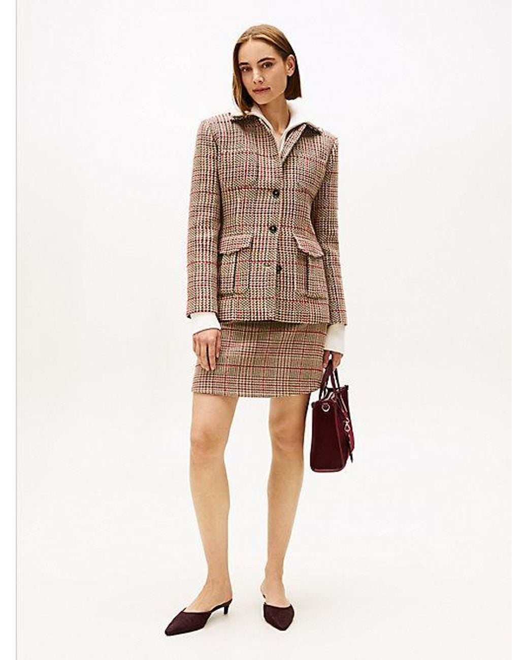 Tommy Hilfiger Natural Check Tweed Mini Skirt