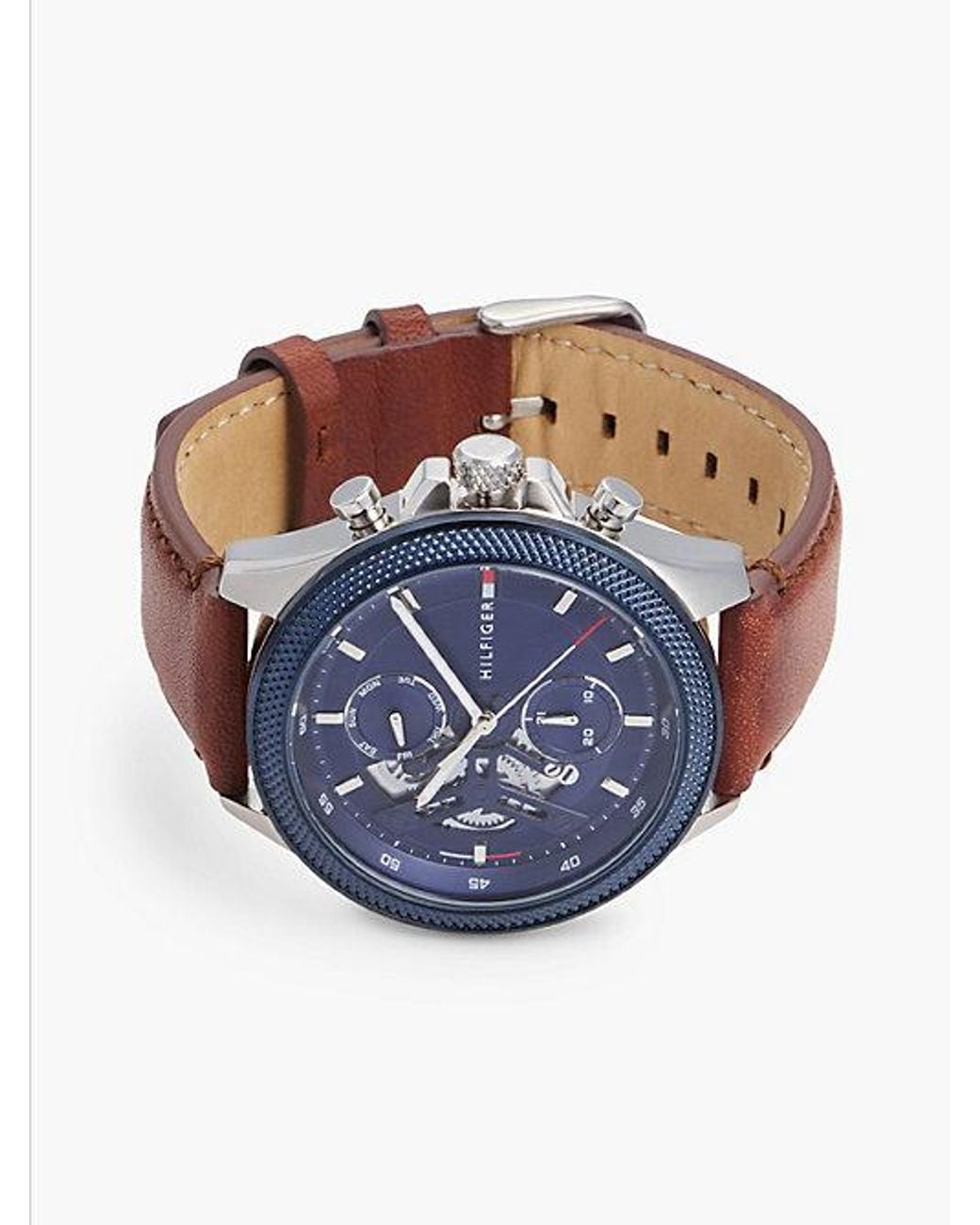 Tommy Hilfiger Blue Dial Leather Strap Watch for men