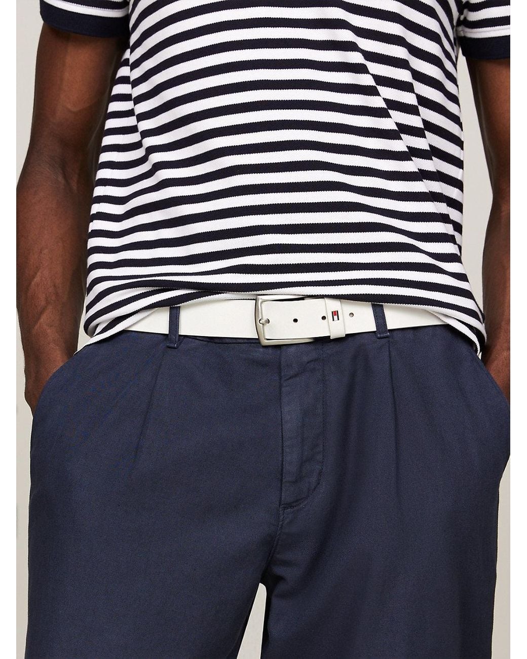 Ceinture Denton En Cuir À Drapeau Tommy Hilfiger pour homme en coloris White