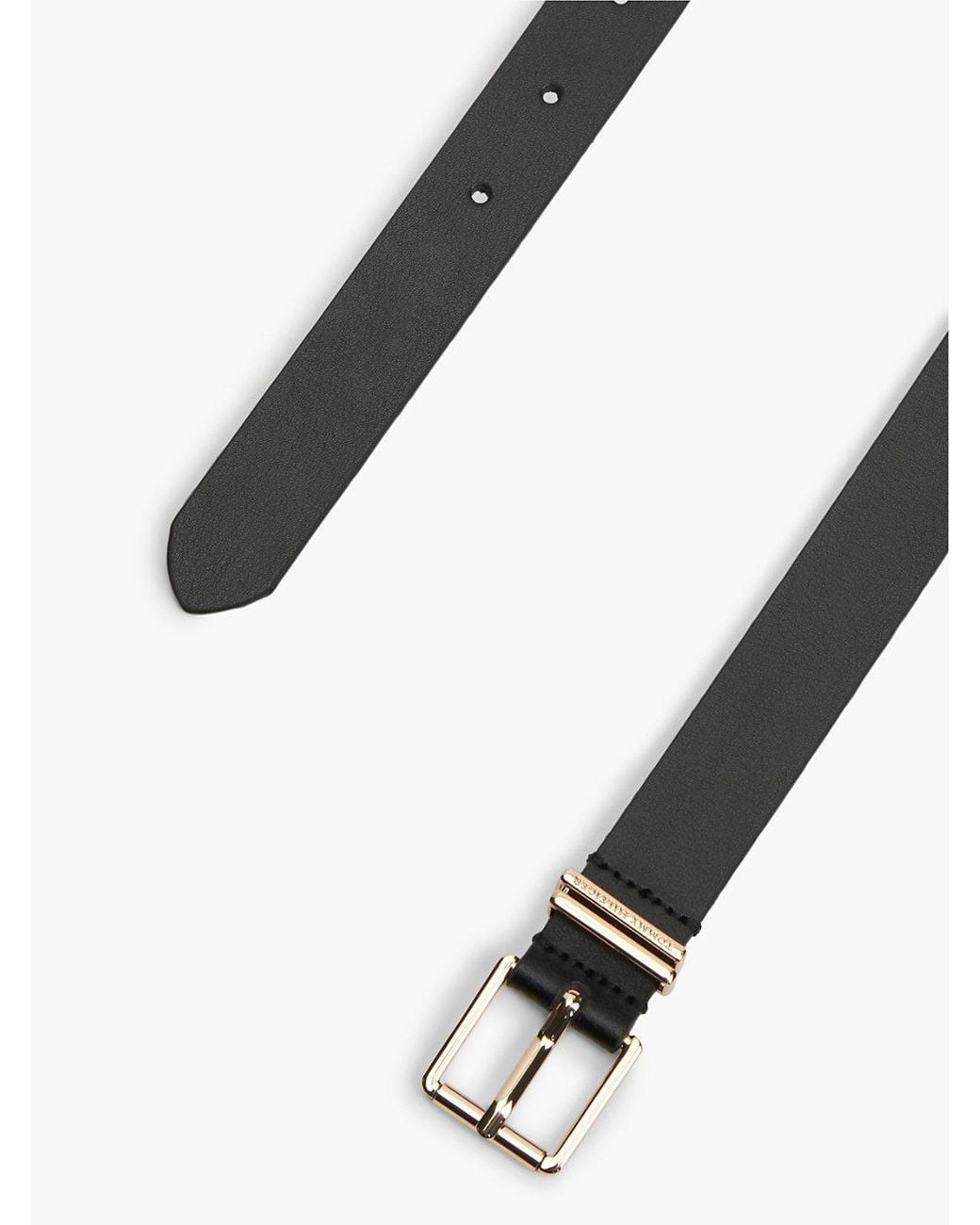 Tommy Hilfiger Black Double Keeper Square Buckle Leather Belt