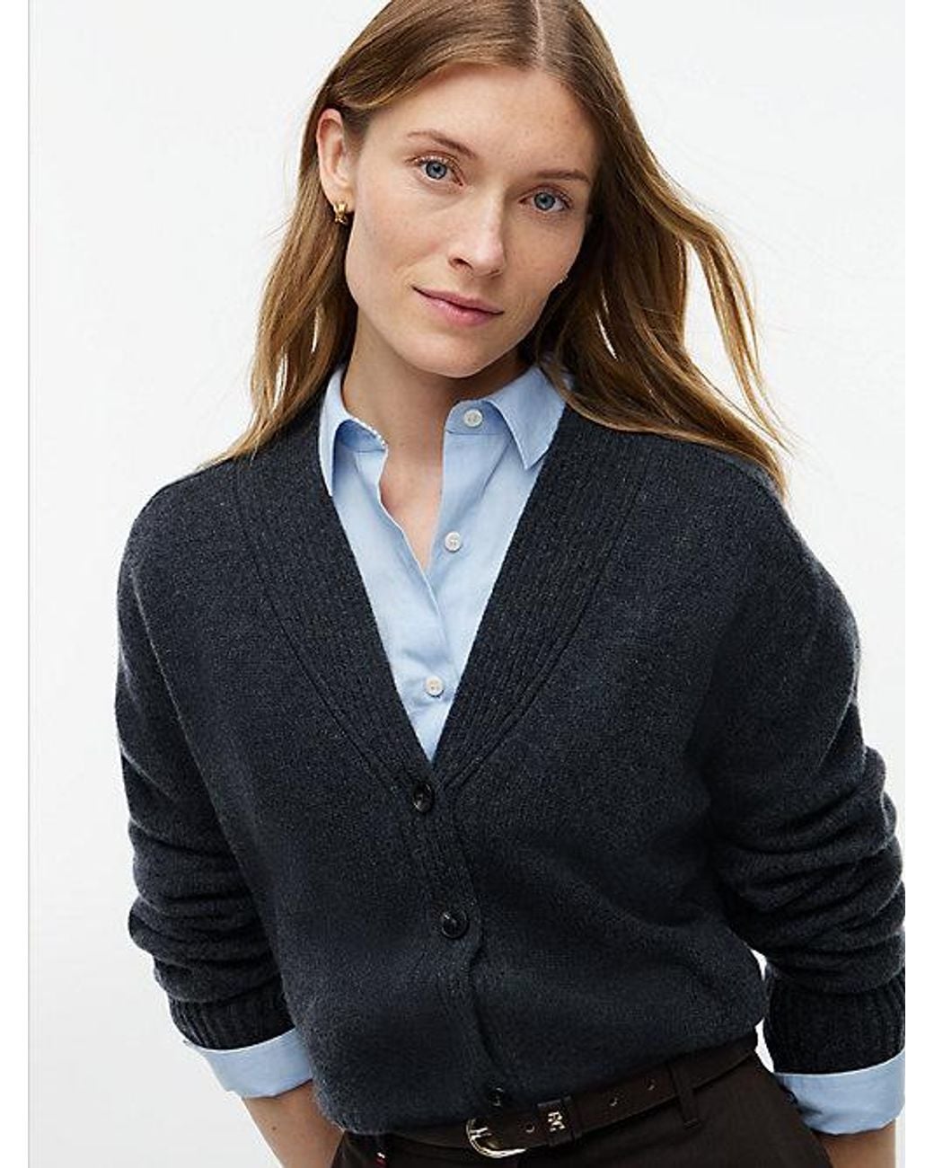 Tommy Hilfiger Blue Cashmere Blend Relaxed V Neck Cardigan