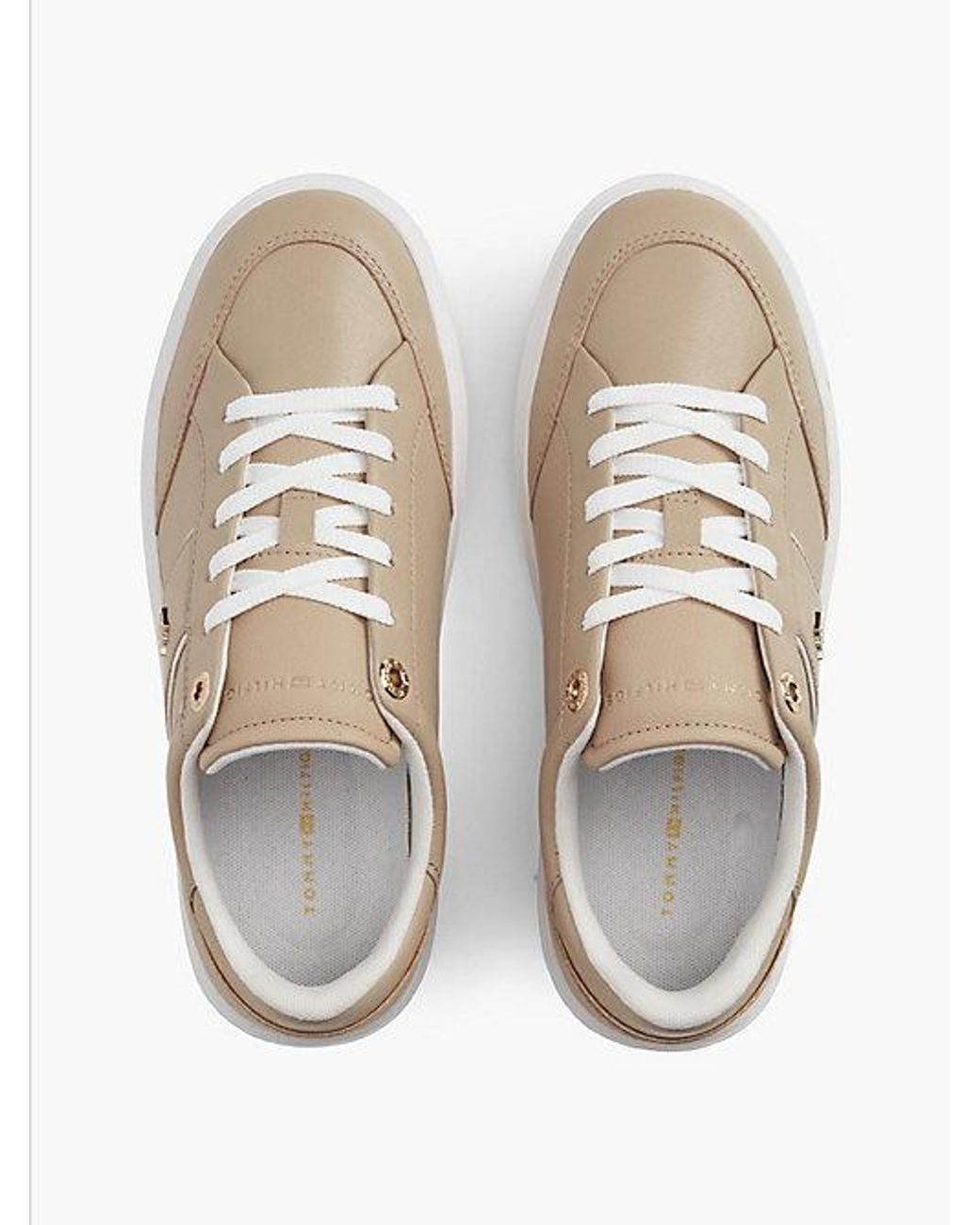 Tommy Hilfiger White Pebble Grain Leather Cupsole Trainers