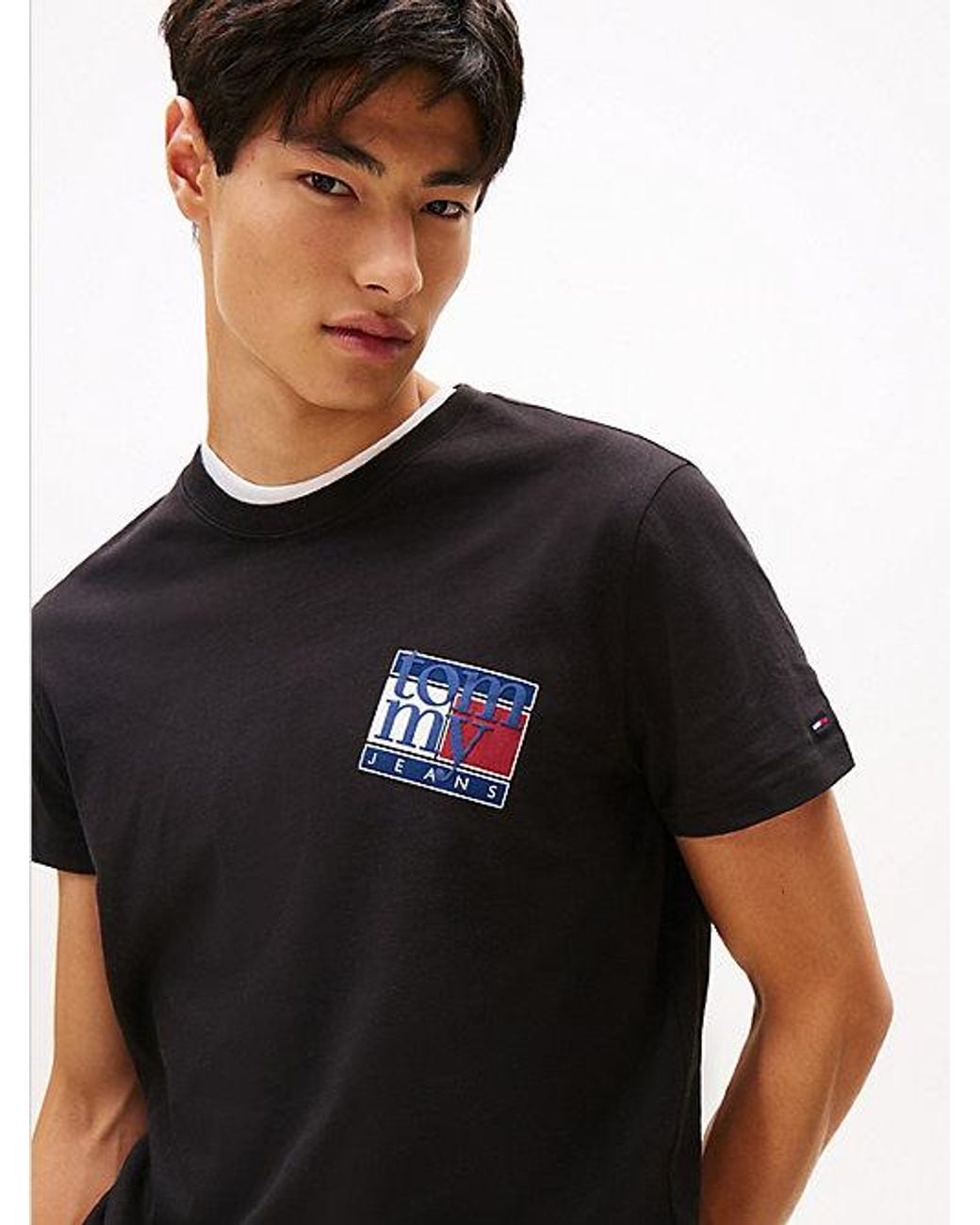 Tommy Hilfiger Black Flag Logo Jersey Crew Neck T-shirt for men