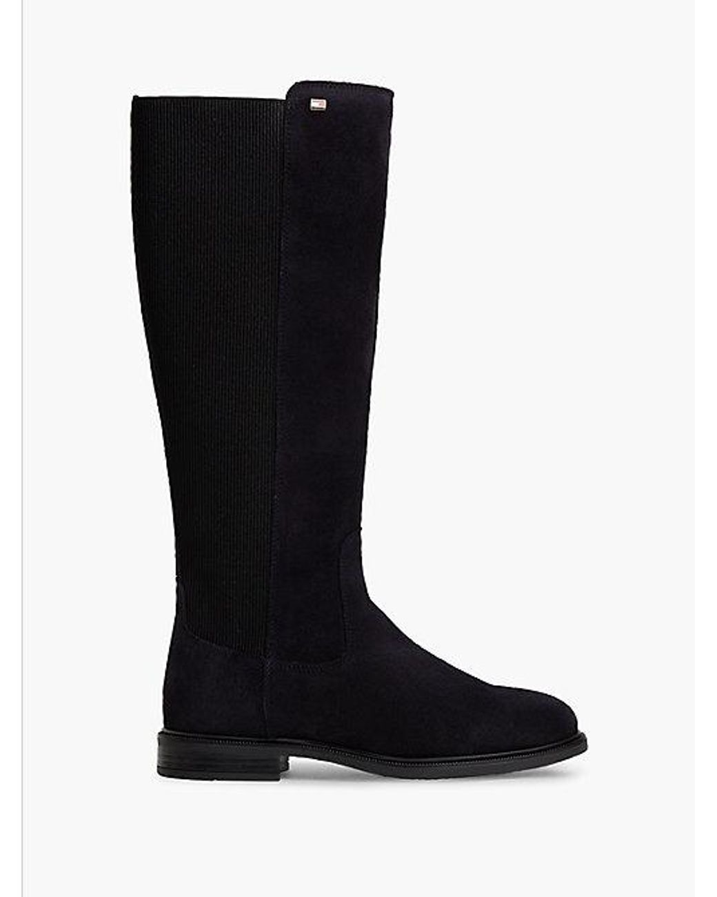 Tommy Hilfiger Black Enamel Flag Suede High Chelsea Boots