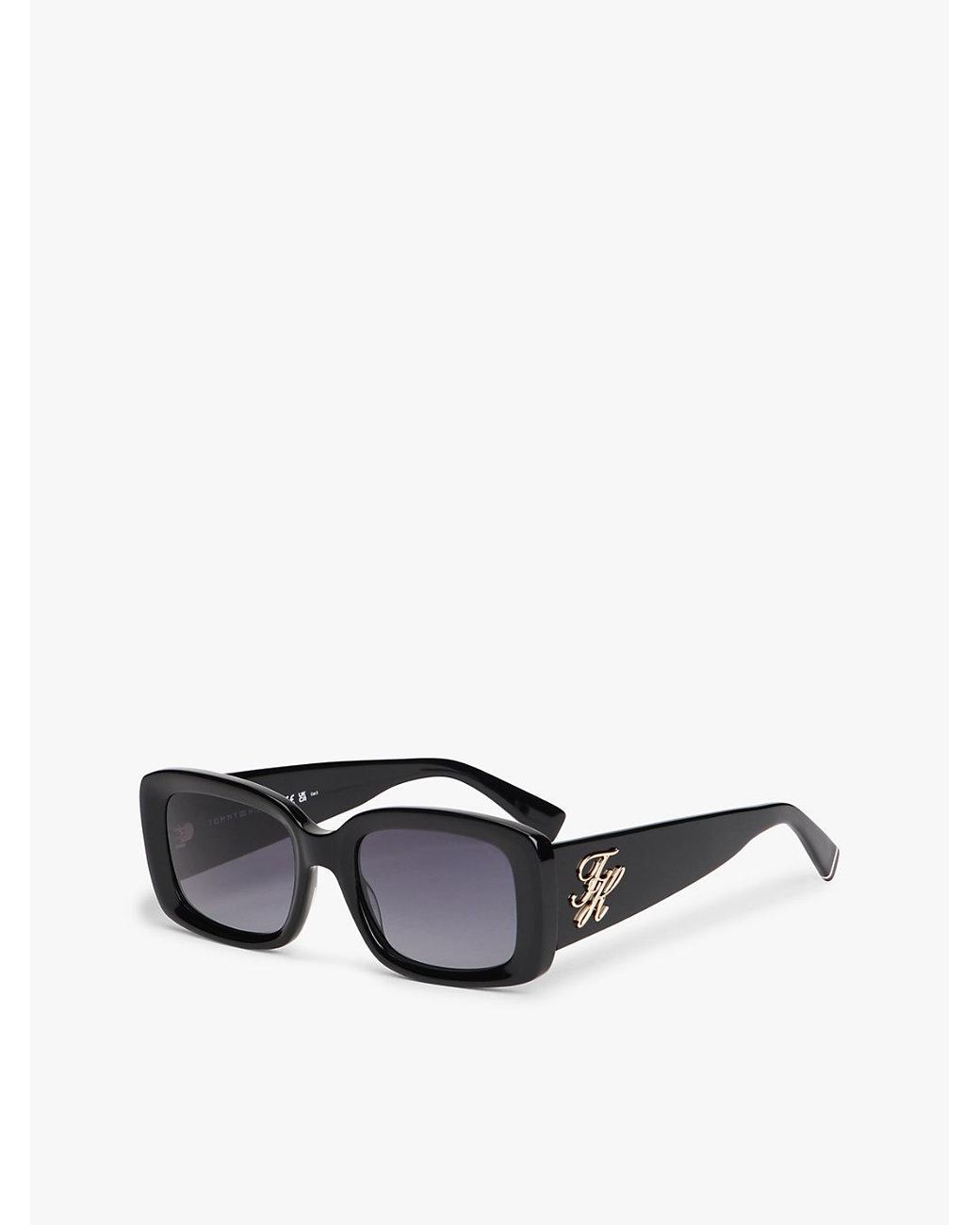 Tommy Hilfiger White Logo Plaque Rectangular Sunglasses