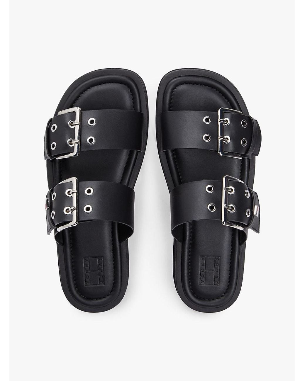 Tommy Hilfiger Black Chunky Cleat Double Buckle Sandals