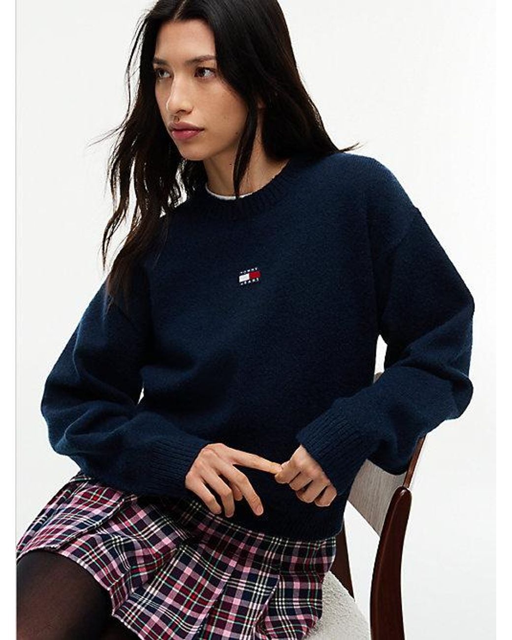 Tommy Hilfiger Blue Tommy Badge Fluffy Jumper With Alpaca