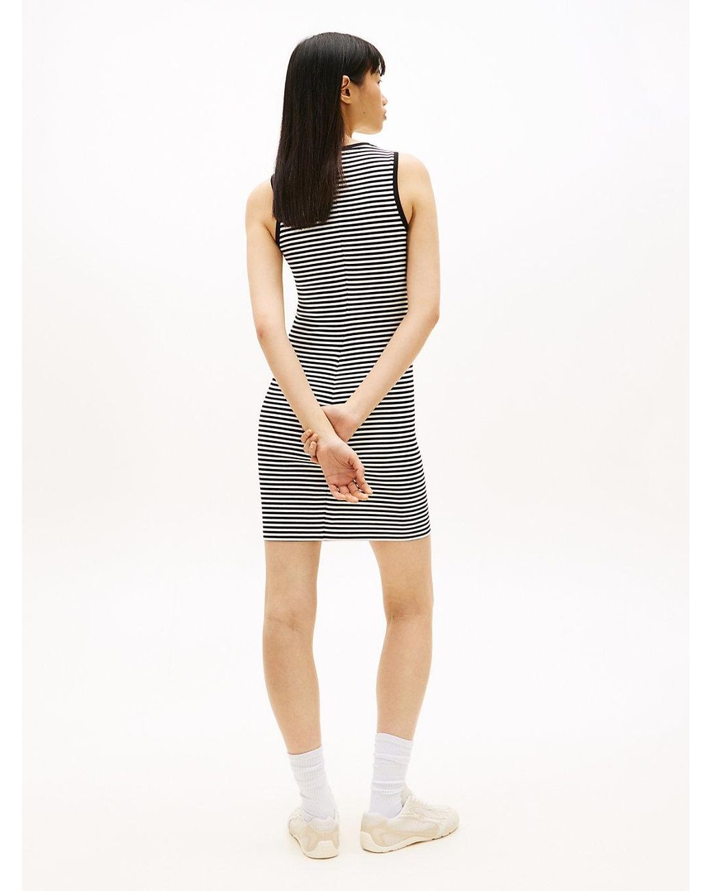 Tommy Hilfiger Multicolor Ribbed Sleeveless Slim Mini Bodycon Dress