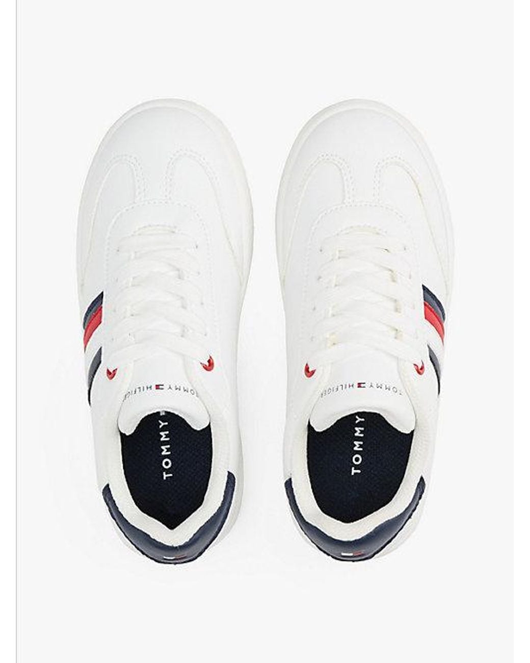 Tommy Hilfiger White Flag Contrast Heel Trainers