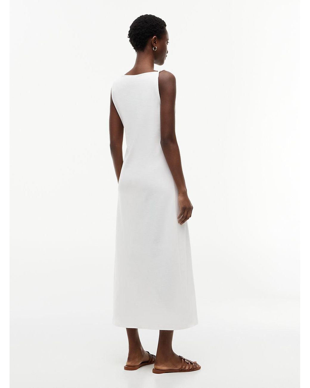 Tommy Hilfiger White Knot Interlock Knit Midi Dress