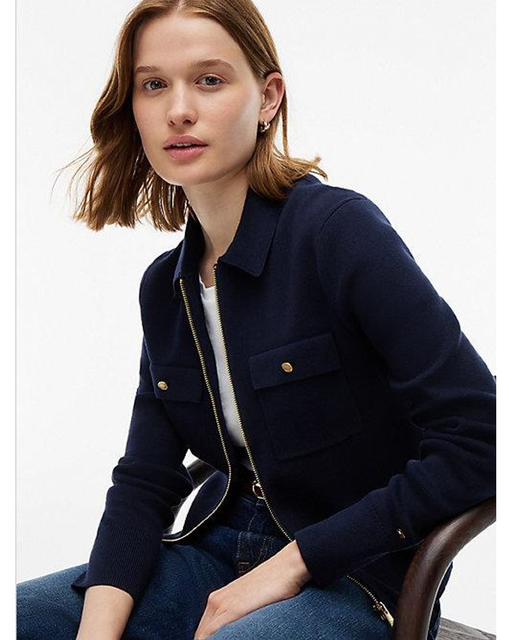 Tommy Hilfiger Blue Premium Knit Zip Thru Jumper