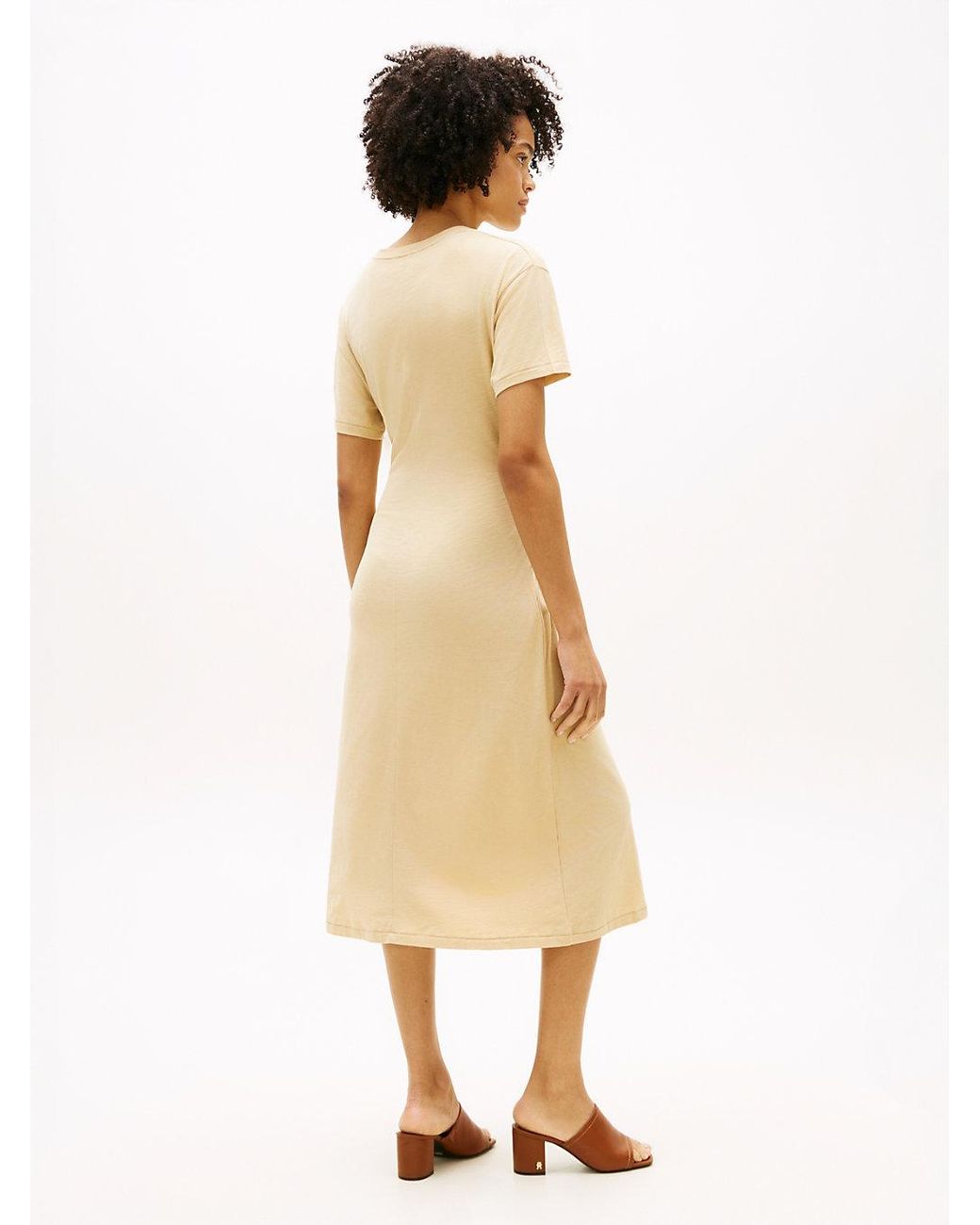 Tommy Hilfiger Natural Textured Knot Relaxed Midi T-Shirt Dress