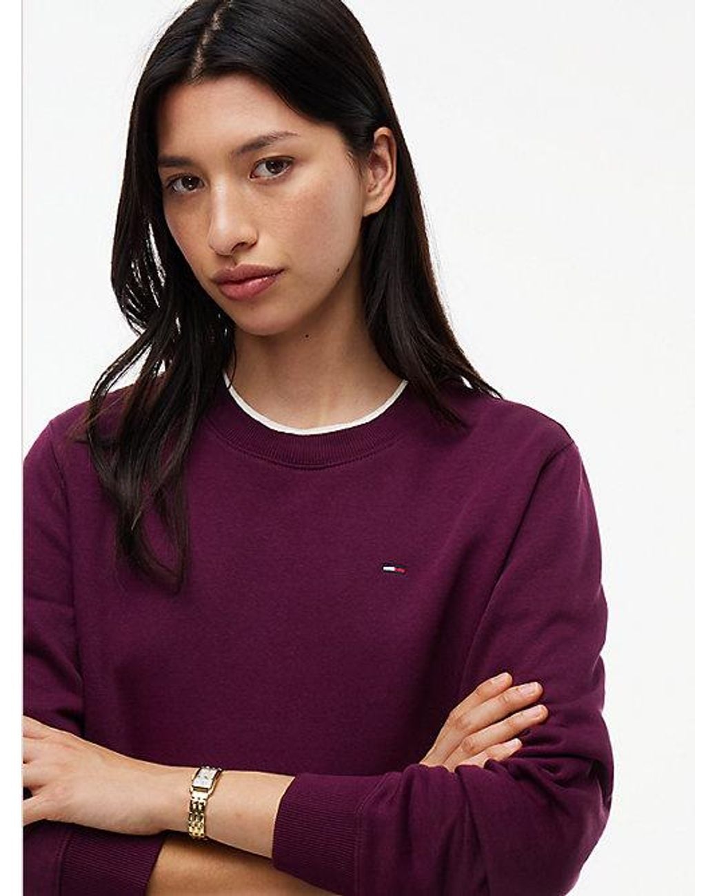 Tommy Hilfiger Purple Tommy Jeans Flag Embroidery Brushed Fleece Sweatshirt