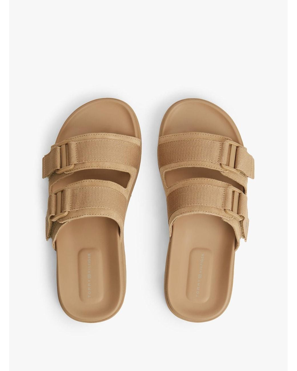 Tommy Hilfiger White Webbing Strap Buckle Suede Sandals for men