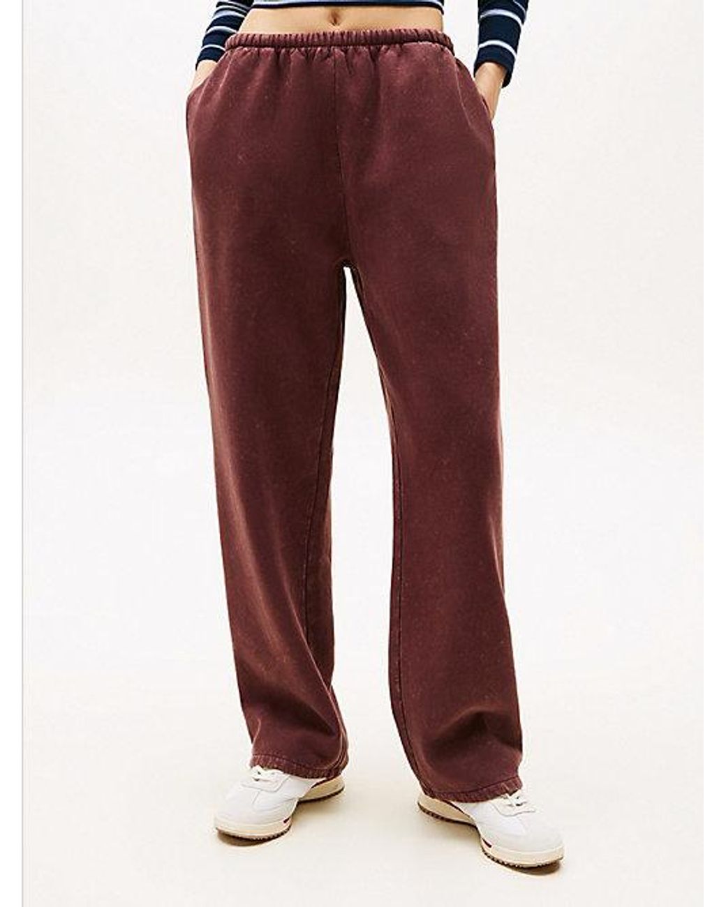 Tommy Hilfiger Red Logo Embroidery Wide Leg Washed Joggers