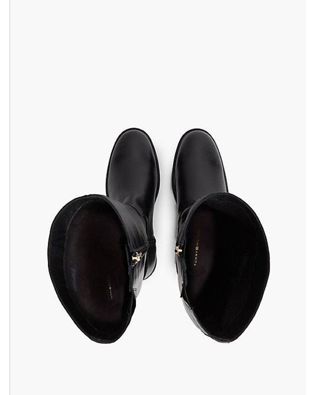 Tommy Hilfiger Black Th Monogram Buckle Leather Knee High Boots